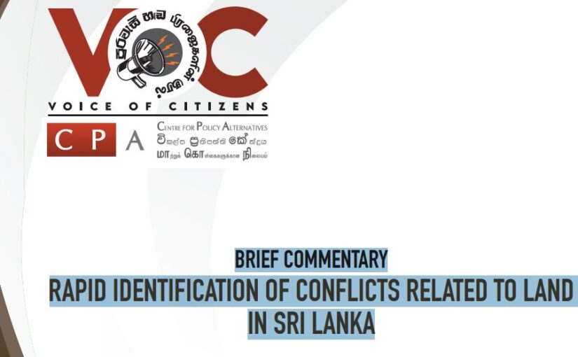BRIEF COMMENTARY RAPID IDENTIFICATION OF CONFLICTS RELATED TO LAND IN SRI LANKA